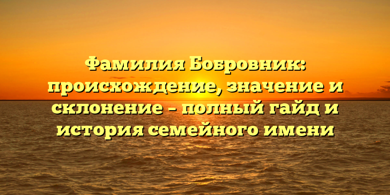 Фамилия Бобровник: происхождение, значение и склонение – полный гайд и история семейного имени