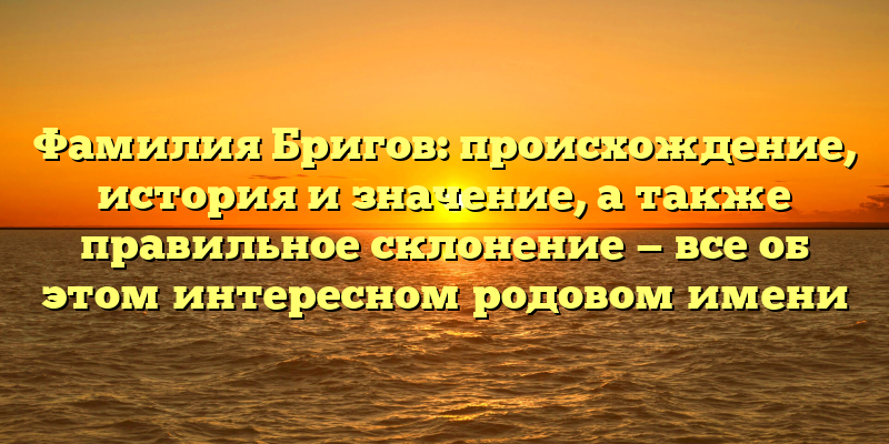 Фамилия Бригов: происхождение, история и значение, а также правильное склонение — все об этом интересном родовом имени