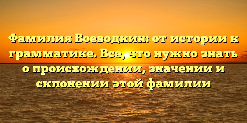 Фамилия Воеводкин: от истории к грамматике. Все, что нужно знать о происхождении, значении и склонении этой фамилии