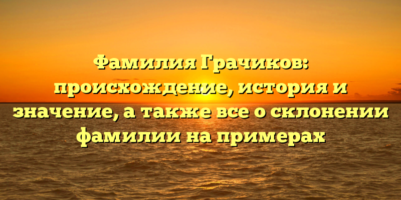 Фамилия Грачиков: происхождение, история и значение, а также все о склонении фамилии на примерах