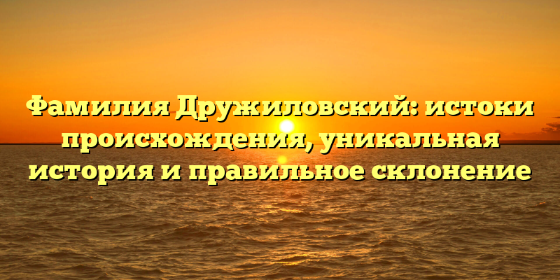 Фамилия Дружиловский: истоки происхождения, уникальная история и правильное склонение