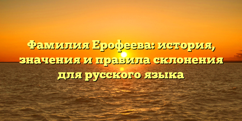 Фамилия Ерофеева: история, значения и правила склонения для русского языка