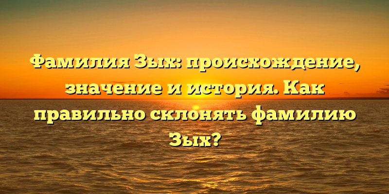 Фамилия Зых: происхождение, значение и история. Как правильно склонять фамилию Зых?