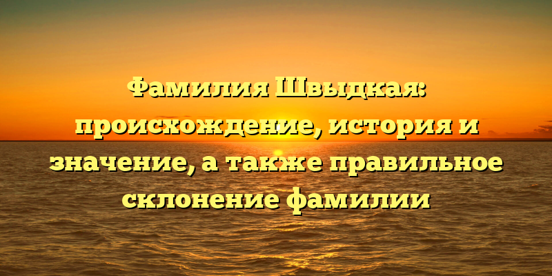 Фамилия Швыдкая: происхождение, история и значение, а также правильное склонение фамилии