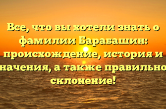 Все, что вы хотели знать о фамилии Барабашин: происхождение, история и значения, а также правильное склонение!