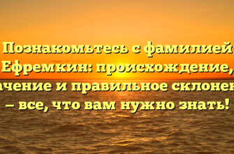 Познакомьтесь с фамилией Ефремкин: происхождение, значение и правильное склонение — все, что вам нужно знать!