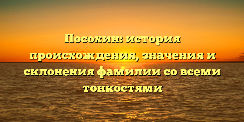 Посохин: история происхождения, значения и склонения фамилии со всеми тонкостями