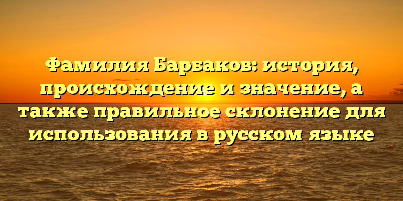 Фамилия Барбаков: история, происхождение и значение, а также правильное склонение для использования в русском языке