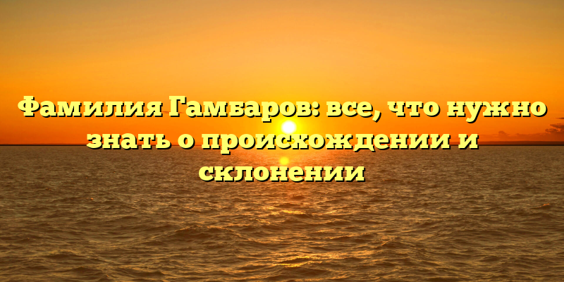 Фамилия Гамбаров: все, что нужно знать о происхождении и склонении