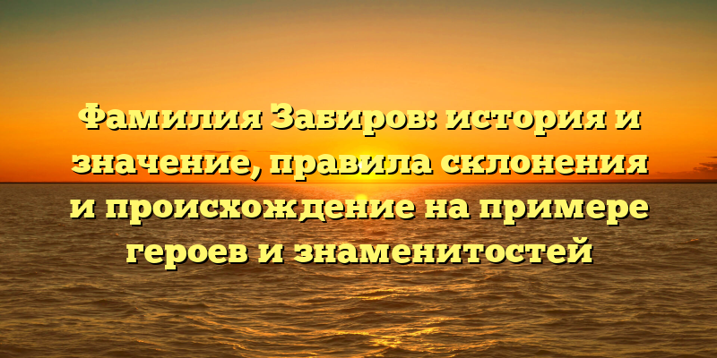 Фамилия Забиров: история и значение, правила склонения и происхождение на примере героев и знаменитостей