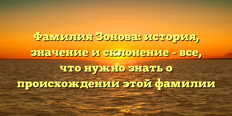 Фамилия Зонова: история, значение и склонение - все, что нужно знать о происхождении этой фамилии