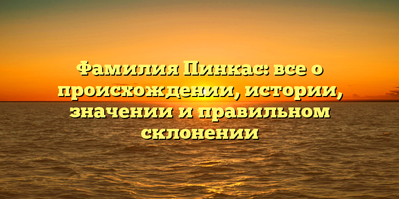 Фамилия Пинкас: все о происхождении, истории, значении и правильном склонении