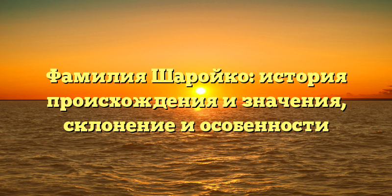 Фамилия Шаройко: история происхождения и значения, склонение и особенности