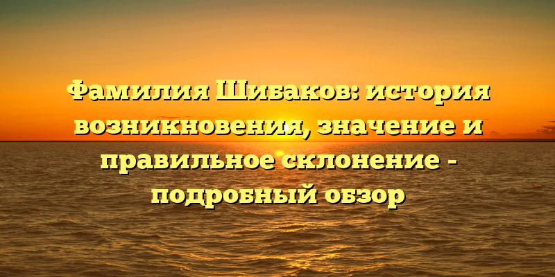 Фамилия Шибаков: история возникновения, значение и правильное склонение - подробный обзор