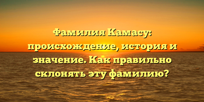 Фамилия Камасу: происхождение, история и значение. Как правильно склонять эту фамилию?