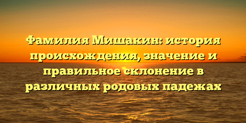 Фамилия Мишакин: история происхождения, значение и правильное склонение в различных родовых падежах