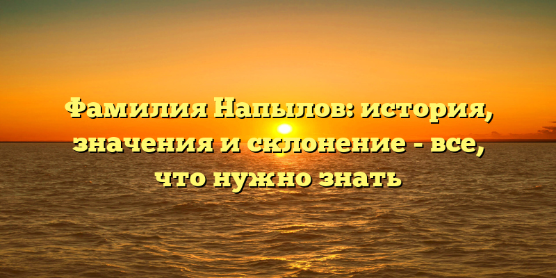 Фамилия Напылов: история, значения и склонение - все, что нужно знать