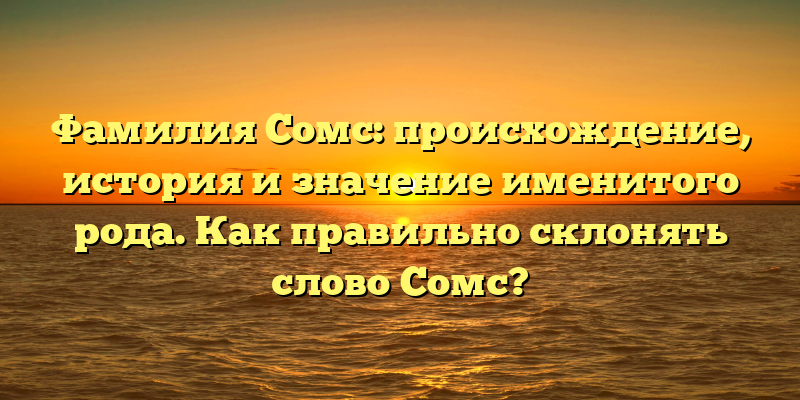 Фамилия Сомс: происхождение, история и значение именитого рода. Как правильно склонять слово Сомс?