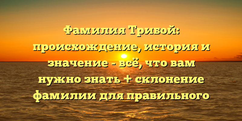 Фамилия Трибой: происхождение, история и значение - всё, что вам нужно знать + склонение фамилии для правильного использования