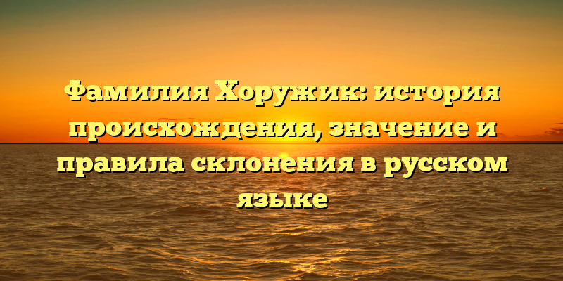 Фамилия Хоружик: история происхождения, значение и правила склонения в русском языке