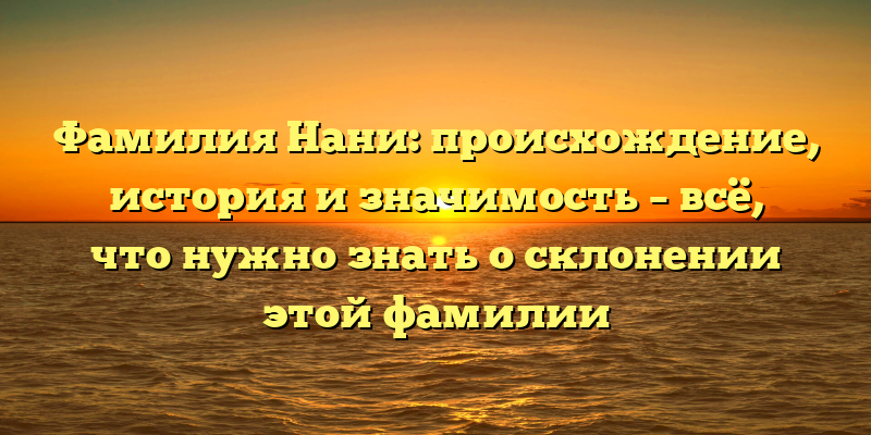 Фамилия Нани: происхождение, история и значимость – всё, что нужно знать о склонении этой фамилии