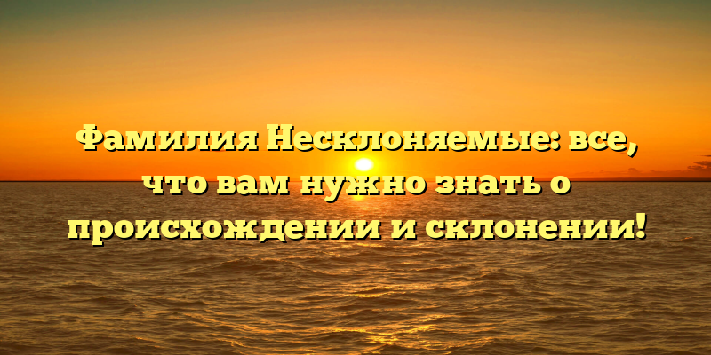 Фамилия Несклоняемые: все, что вам нужно знать о происхождении и склонении!