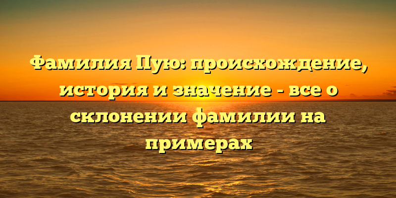 Фамилия Пую: происхождение, история и значение - все о склонении фамилии на примерах