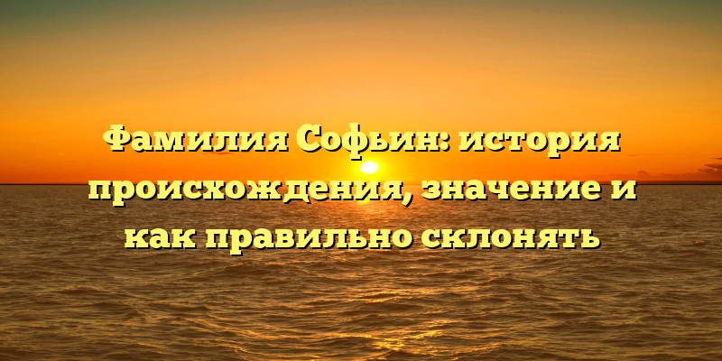 Фамилия Софьин: история происхождения, значение и как правильно склонять