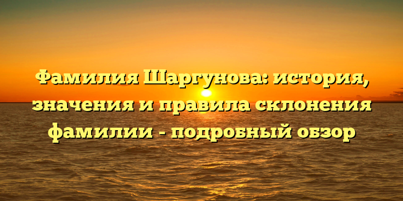 Фамилия Шаргунова: история, значения и правила склонения фамилии - подробный обзор
